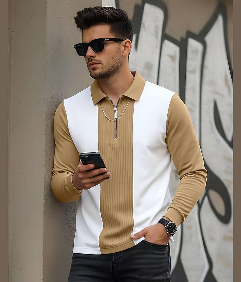 AUSK Men Cotton Blend Regular Fit Striped Polo T Shirt ( Maroon )