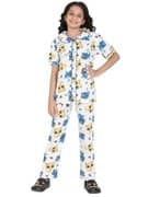 Ninos Dreams Peterpan Girls 100% cotton Night Suit Cat Printed Half sleeves with Pyjama-Cream