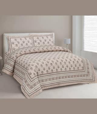 CLOTHORO Cotton 1 Double King Bedsheet with 2 Pillow Covers ( Brown )