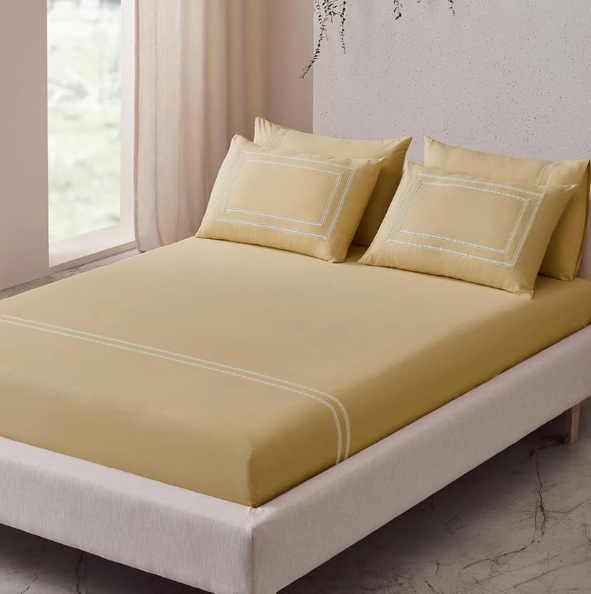 DDECOR - Astoria Collection 100% Cotton Contemporary Pattern 180TC Super King |274 CM X 274 CM| Beige view 2