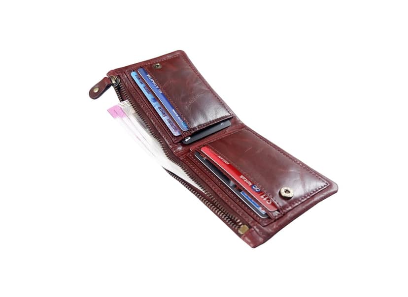 Vital King Men Trendy Red Genuine Leather RFID Wallet (6 Card Slots) view 6
