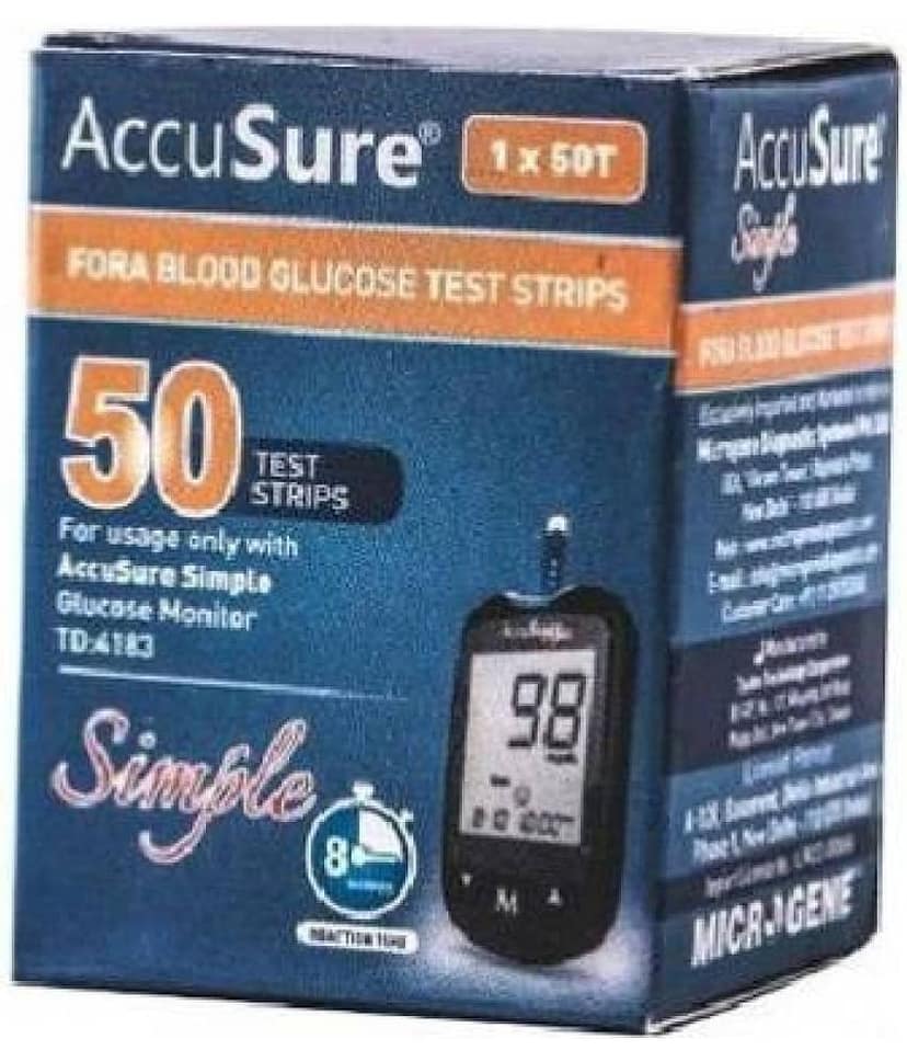 ACCUSURE 50 Glucometer Test Strips Pack Only(Pack of 1X50)