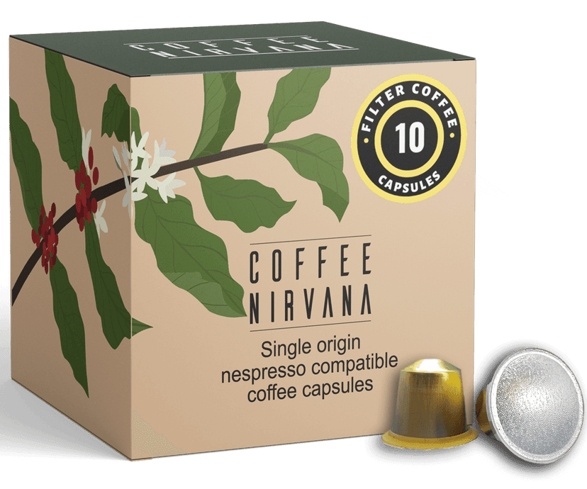 Coffee Nirvana, South Indian Filter Coffee, Box of 10, Nespresso Compatible Aluminum Capsules