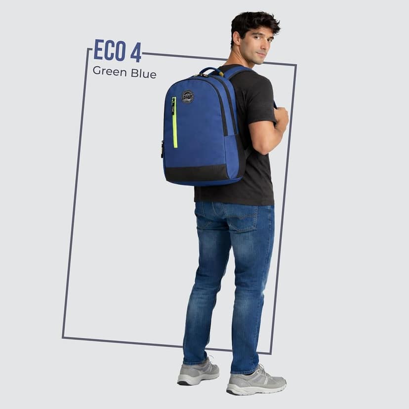 Navy Blue and Green Casual Backpack (BKPECOBP40503) view 2
