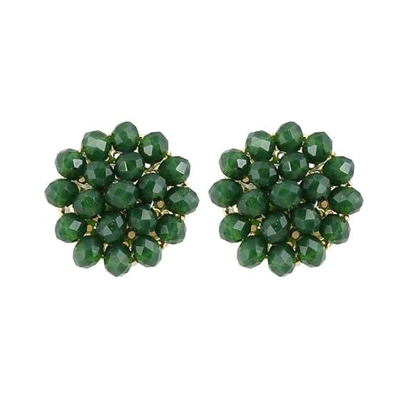 Manbhar Gems - Semi Precious Crystal Stone Beads Necklace Five Layer with Stud Earring For Women and Girl stylish Traditional Beaded Necklace Set Red Green Multi Mala Fashion Jewellery view 2