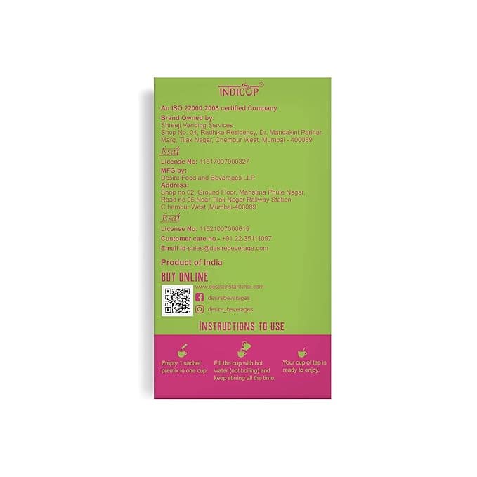 INDICUP Diet Elaichi Tea Instant Premix, Pack of 2 - 20 Sachets view 2