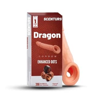 SCENTURS 7 Inch Dragon Condom Reusable Chocolate Flavour, Intense Sensation Realistic Skin Feel & Safe Protection Comfortable Pack of 1 Pcs
