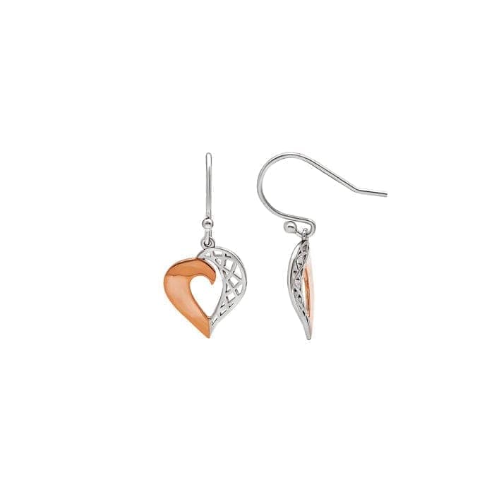 18k Rose Gold Plated Two Tone Silver Royal Heart Earrings view 5