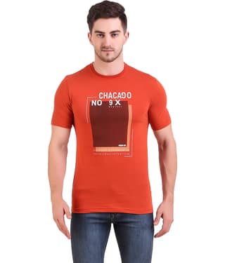 Bravezi Pack of 1 Cotton Blend Slim Fit Men's T-Shirt ( Orange )