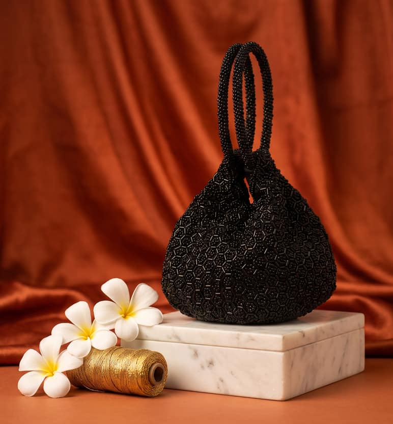Handcrafted Zari Zardozi Satin Potli