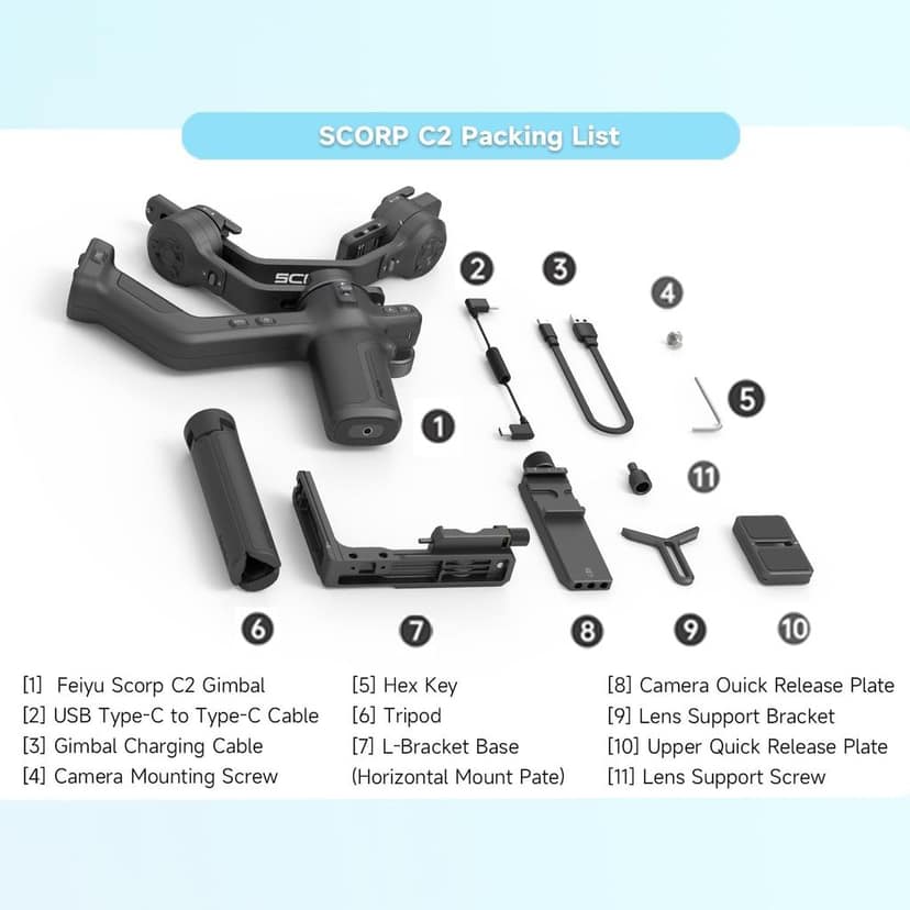 FeiyuTech SCORP-C2 Gimbal Stabilizer DSLR and Mirrorless Camera, Camera Gimbal with Built-in AI Tracking, Native Vertical Shooting, 3.5kg/7.72lbs Payload for Canon/Sony/Panasonic/Nikon/Fujifilm view 3