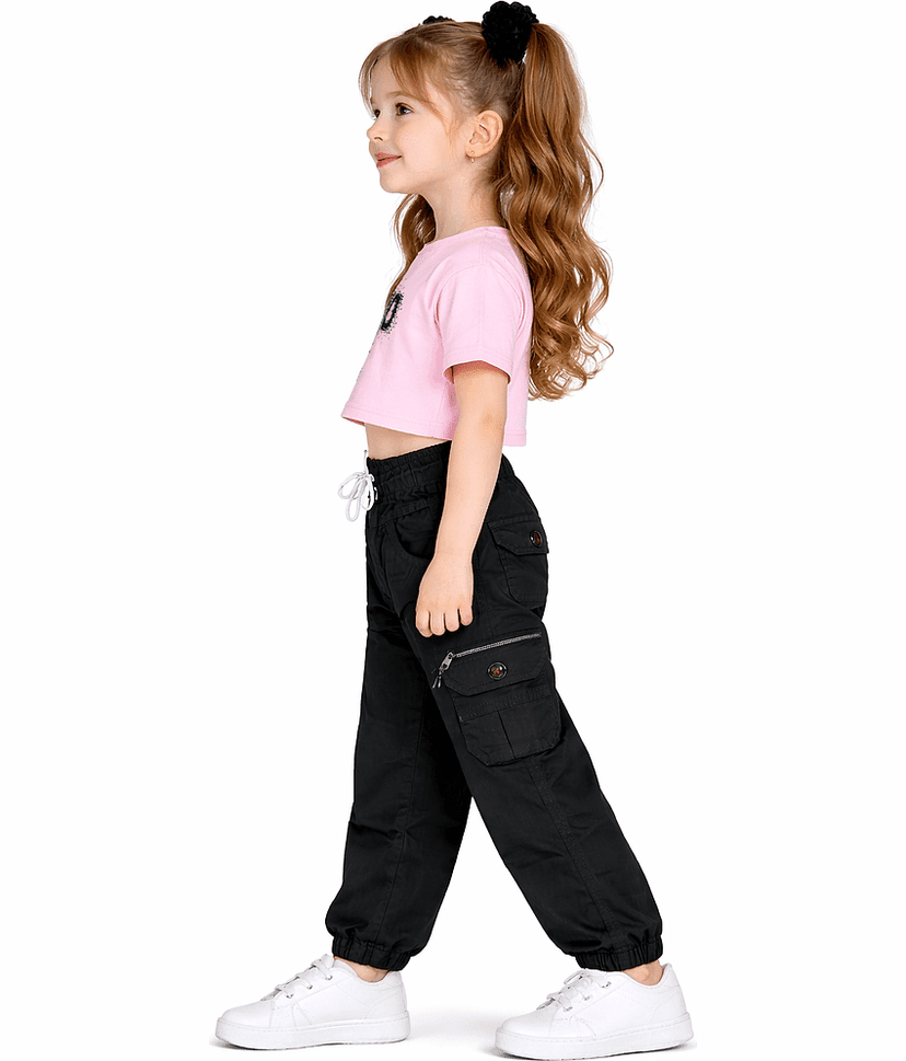 ICONIC ME Girls Cotton Jeans ( Pack of 1 , Black ) view 2