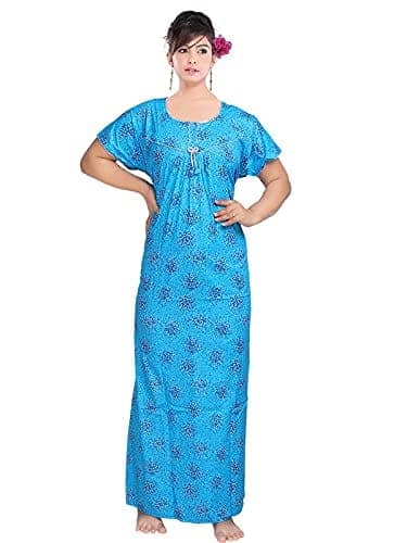 VALENCIA SLEEPWEAR Women's Pure Cotton Printed Maxi Nighty with Pocket Nightdress Night Suit Gown for Women and Girls Nightwear Female for Regular Use Nightgown Free Size view 10