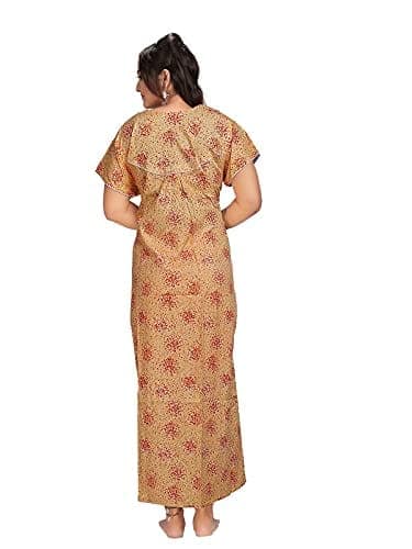 VALENCIA SLEEPWEAR Women's Pure Cotton Printed Maxi Nighty with Pocket Nightdress Night Suit Gown for Women and Girls Nightwear Female for Regular Use Nightgown Free Size view 3