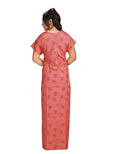 VALENCIA SLEEPWEAR Women's Pure Cotton Printed Maxi Nighty with Pocket Nightdress Night Suit Gown for Women and Girls Nightwear Female for Regular Use Nightgown Free Size view 5