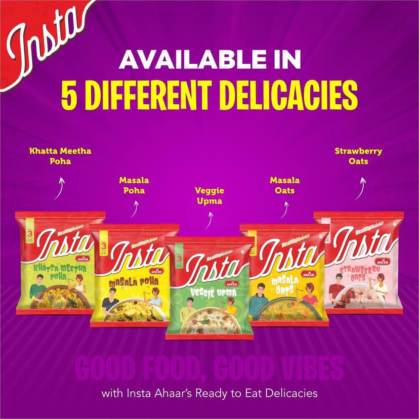 INSTA AHAAR Masala Poha - Pack of (60g Each) | Ready-to-Eat | Instant Snack view 8