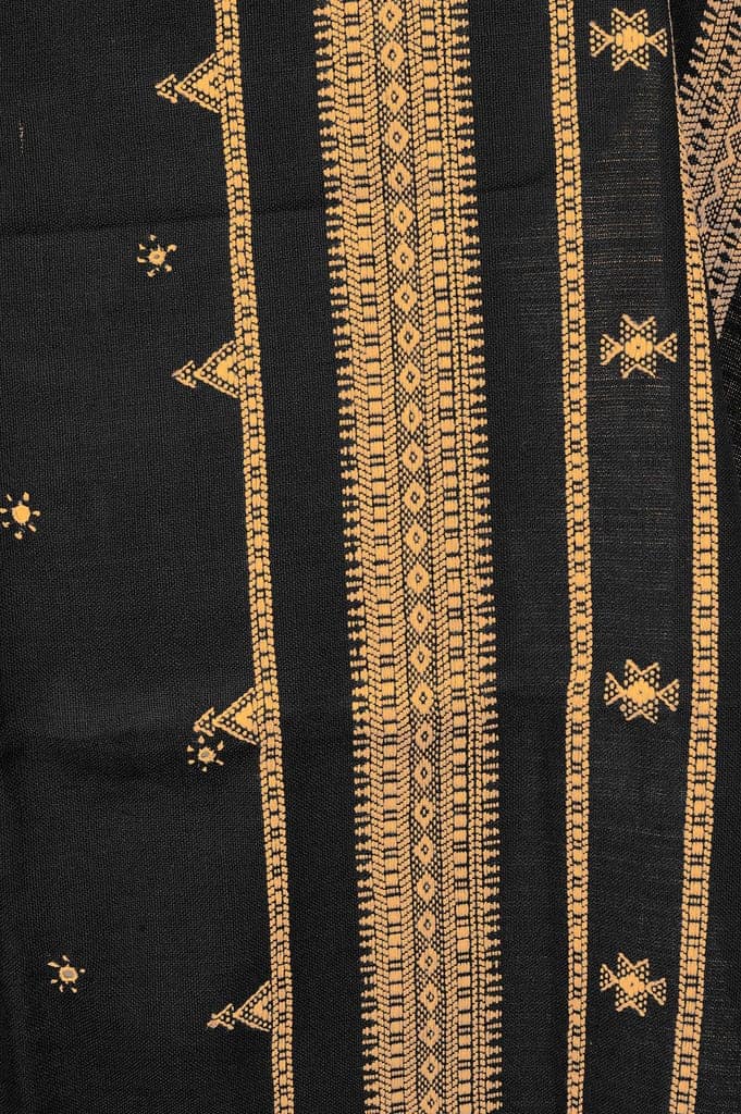 Caviar-Black Shawl from Kutch with Embroidered Flowers and Mirrors view 2