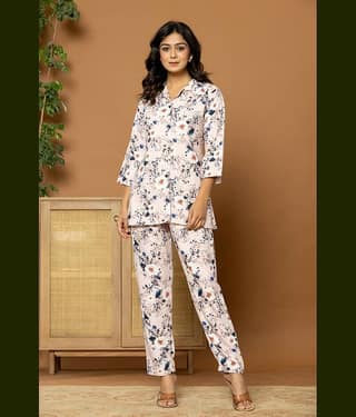 Flamboyant Women Printed Shirt With Trousers Co-Ord Set ( Green )