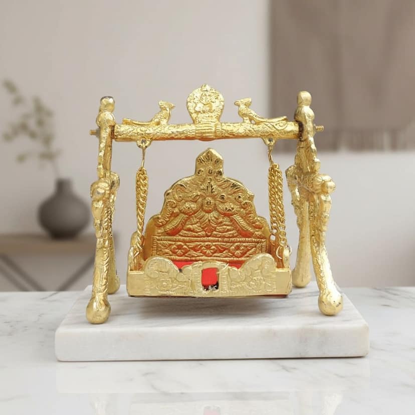 Aluminium Showpiece Laddu Gopal Jhula, Height : 6.5 Inch (ASMAS258 M)