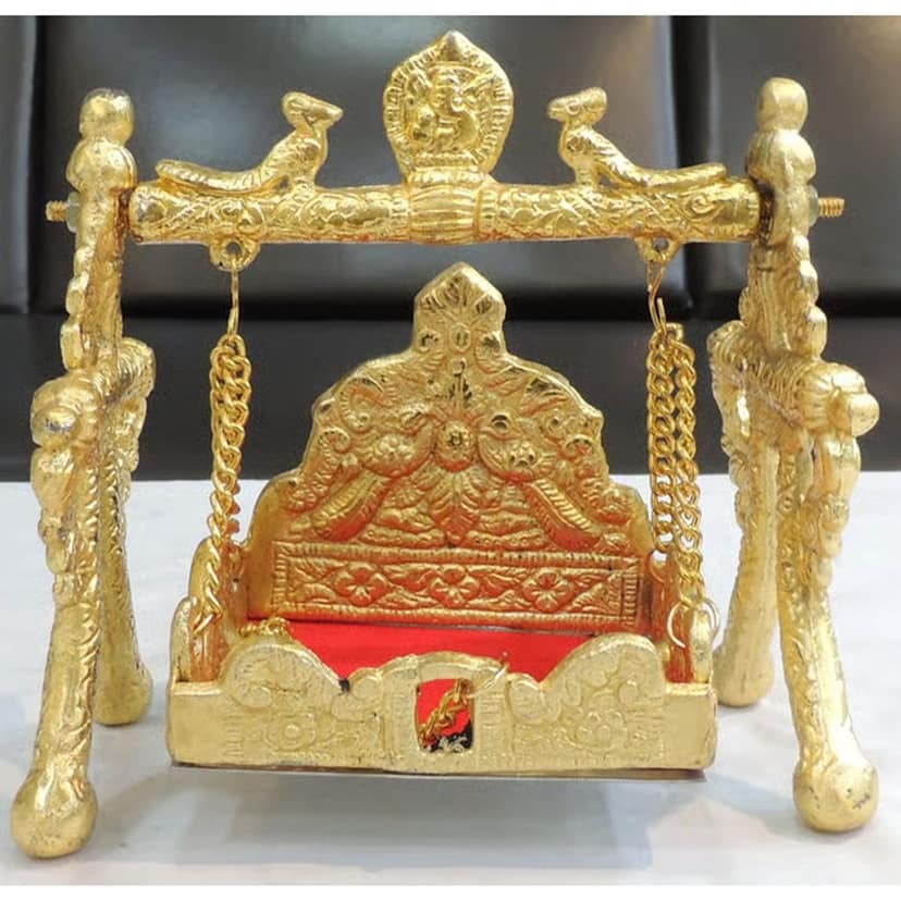 Aluminium Showpiece Laddu Gopal Jhula, Height : 6.5 Inch (ASMAS258 M) view 3
