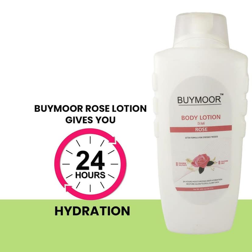 BUYMOOR Rose Deep Nourishing Skin Brightening Body Lotion Men & Women 650 ML view 3