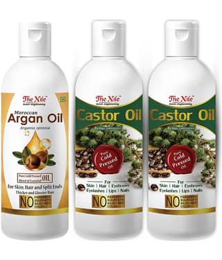 The Nile Castor Oil 100 ML X 2 + Moroccan Argan Oil 100 ML 300 mL Pack of 3