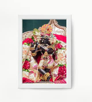 NOKKES Radha Raman Ji Vrindavan Radha Raman Thakur Ji White Photo Frames Religious Photo frame 5X7 Inch Photo Frame_QWW64