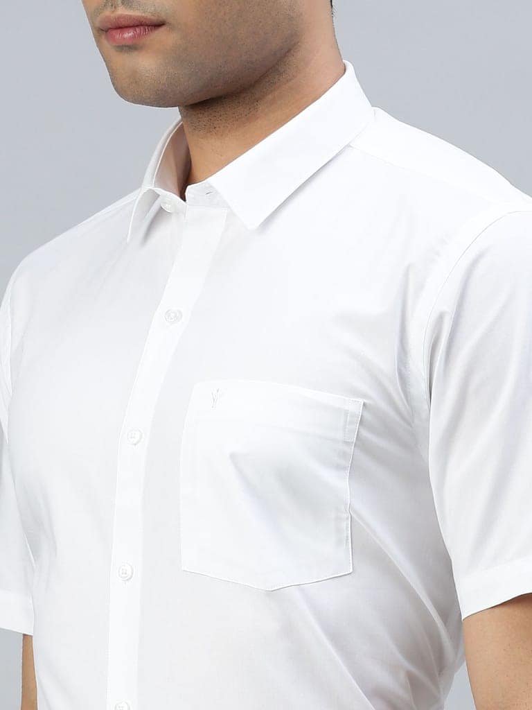 Mens 100% Cotton White Half Sleeves Shirt Award view 4