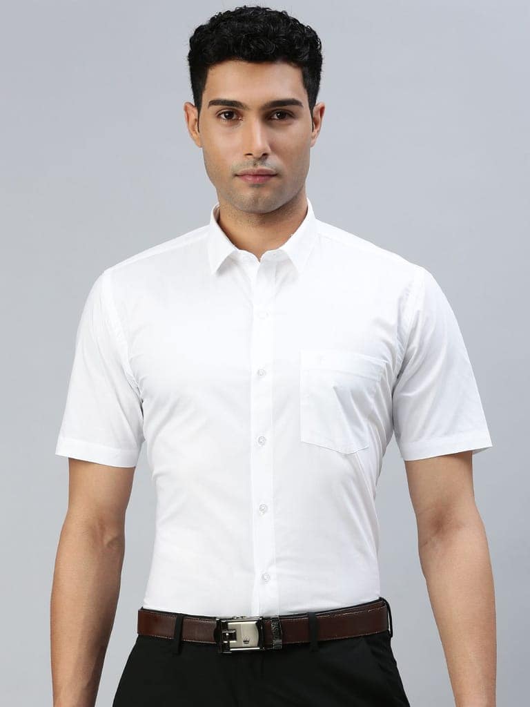 Mens 100% Cotton White Half Sleeves Shirt Award view 5