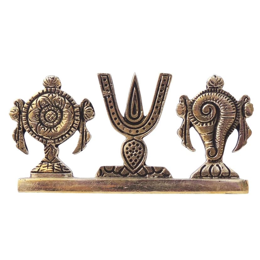 Brass Showpiece Shankh Chakra Namah God Idol Statue, Height : 2.2 Inch (BSMAS1072 X) view 2