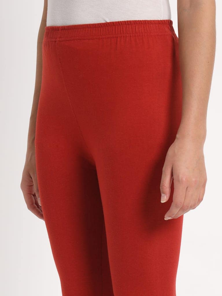 SOFT COLORS Women's Skinny Fit Ethnic Wear Ankle Length Leggings (Rust) view 6