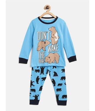 Lazy Shark Pack of 1 Boys Cotton Blend Nightsuit Set ( Turquoise )
