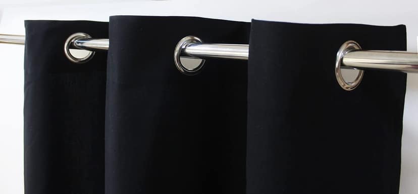 AIRWILL Cotton Neem Leaf Printed & Solid Pattern Long Door Curtains 275 / 9ft Length - (Black, Pack of 4) view 3