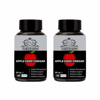 EARTH KING Apple Cider Vinegar Capsule Support Weight Management, | Fat Loss | Boost Energy | Cholesterol & Supports Digestive Health � 500mg 60 Veg Capsules (Pack of 2)