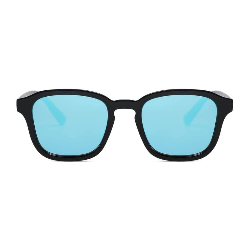 Eyenaks Wayfare Sunglasses for Men and Women | 100% UV Protection | Blue Mirror Lens | Durable Metal Hinges | Pack of 1 (Black) view 2