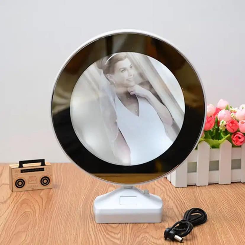 Plastic 2 in 1 Mirror Come Photo Frame with Led Light view 10