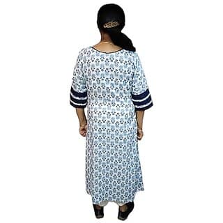 Prabha Apparels Women Printed Cotton A-line Kurti (White) view 2