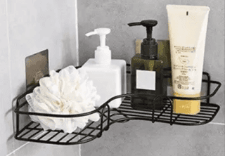 Self-Adhesive Metal Bathroom Corner Rack Storage Shelves, Bathroom Storage Rack Corner, Bathroom Corner Shelf Organizer Storage, Bathroom Shelf/Shelves Corner - Black (Black) Pack Of 1 Pic Iron Wall Shelf (Number of Shelves - 1, Black)
