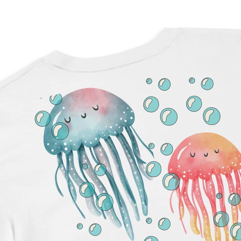 Clothikoo Classic Crop Top (Jelly Fish Print, White Colour) view 7