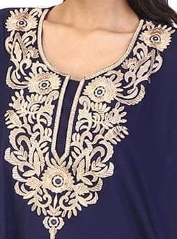 VALENCIA SLEEPWEAR lissybissy Cotton Resham Embroidery Nighty Night Gown Maxi for Women A line (X-Large, Navy Blue) view 2