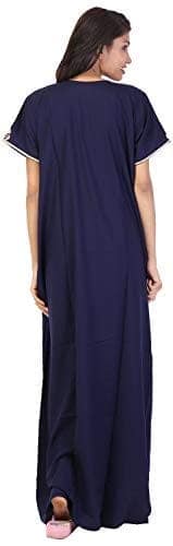 VALENCIA SLEEPWEAR lissybissy Cotton Resham Embroidery Nighty Night Gown Maxi for Women A line (X-Large, Navy Blue) view 3