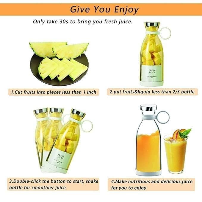 Portable Blender Juicer for Smoothie, Juice, Vegetable, Shakes with 4 Blades, Wireless Charging Mini Blender 400ml view 6