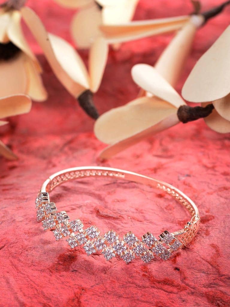 Rose Gold Plated AD Studded Statement Bangle Bracelet view 7