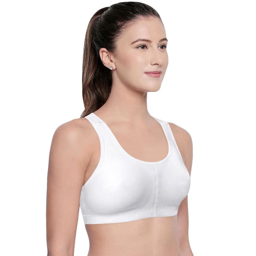 Bodycare Women Cotton Spandex Full Coverage Non Padded Sports Bra Bra E1612-W view 2