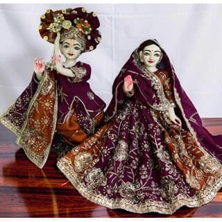 Handcrafted Radha Krishna Poshak Dress with elegant Border and Dupatta