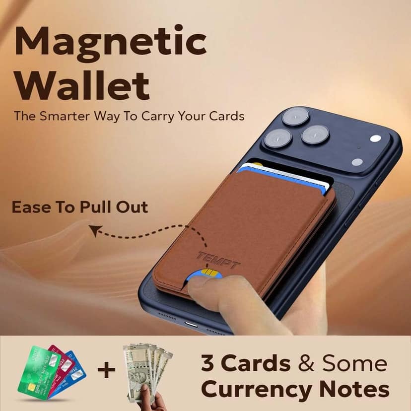 Tempt Trigo 15W MagSafe Wireless Charger with Leather 3-Card Wallet view 3