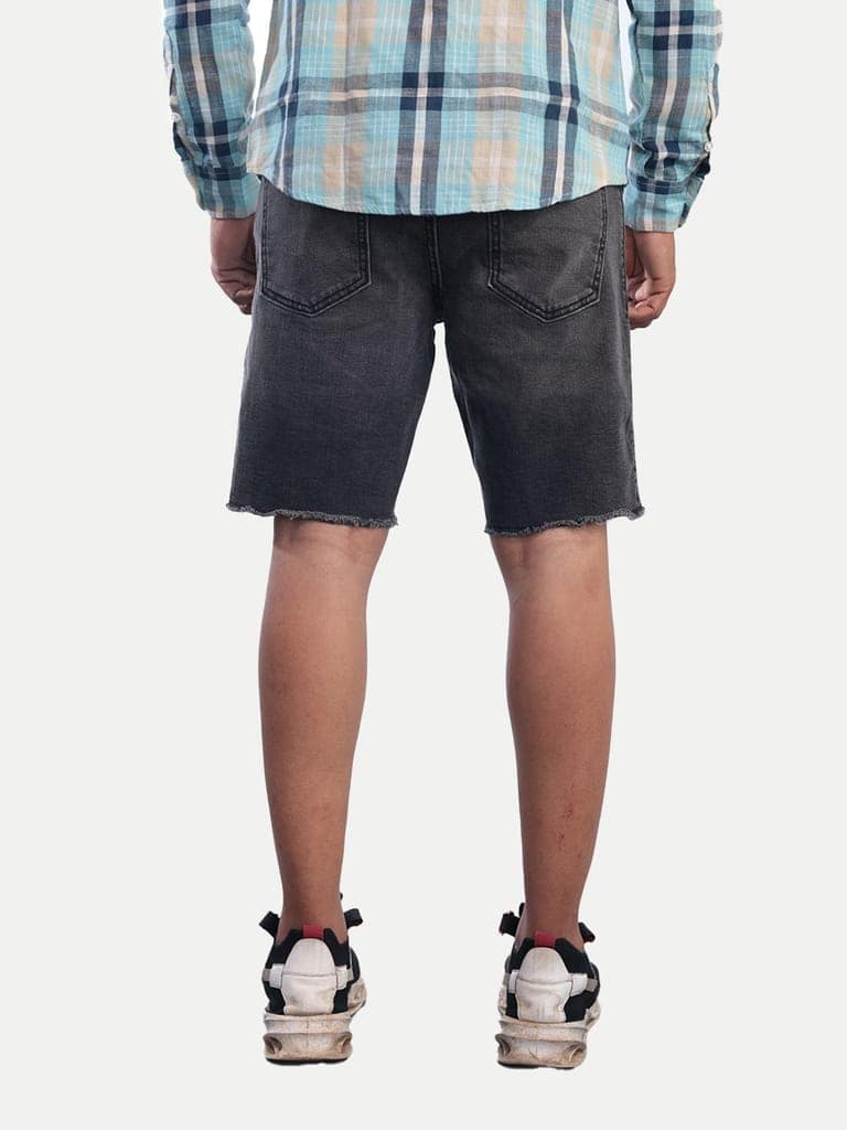 Men Black Distressed Denim Shorts view 4