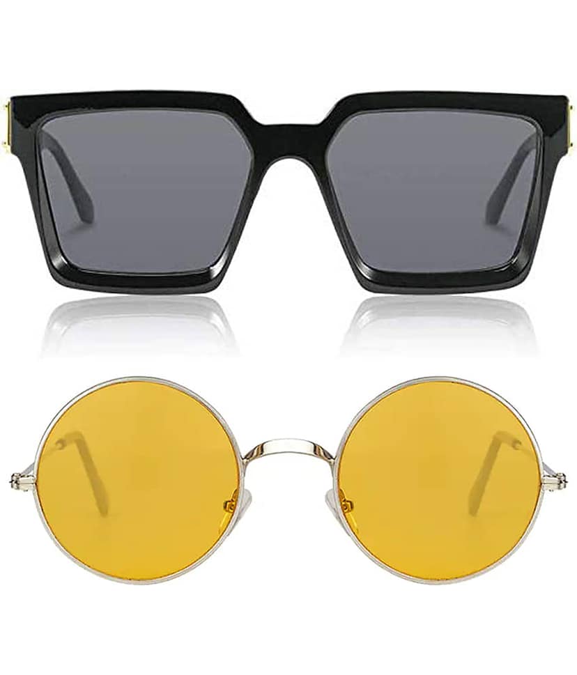 Kanny Devis - Black Rectangular Sunglasses ( Pack of 2 )