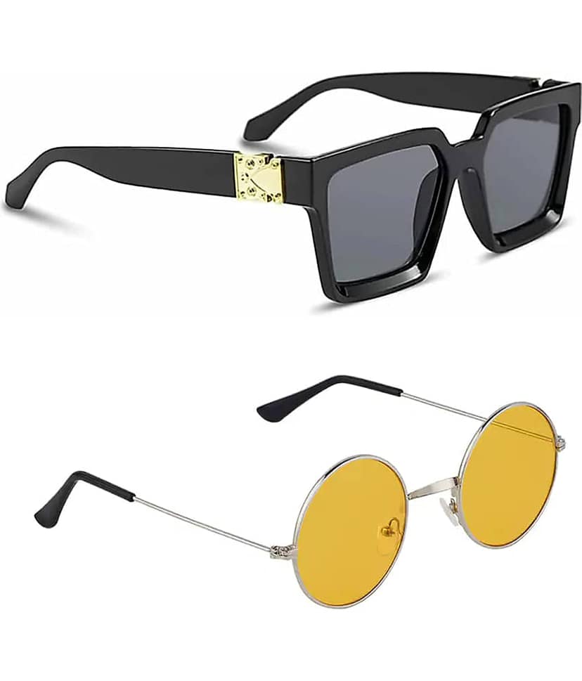 Kanny Devis - Black Rectangular Sunglasses ( Pack of 2 ) view 2