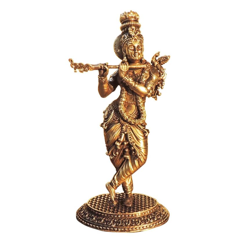 Brass Krishna God Idol Statue For Home Temple ? Religious Decor, Height : 6.2 Inch (BSMAS1806 C) view 2